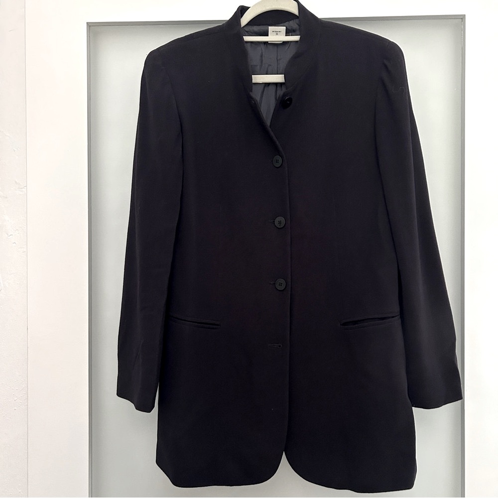 J. Crew deep navy mandarin collar jacket blazer wool coat 6
